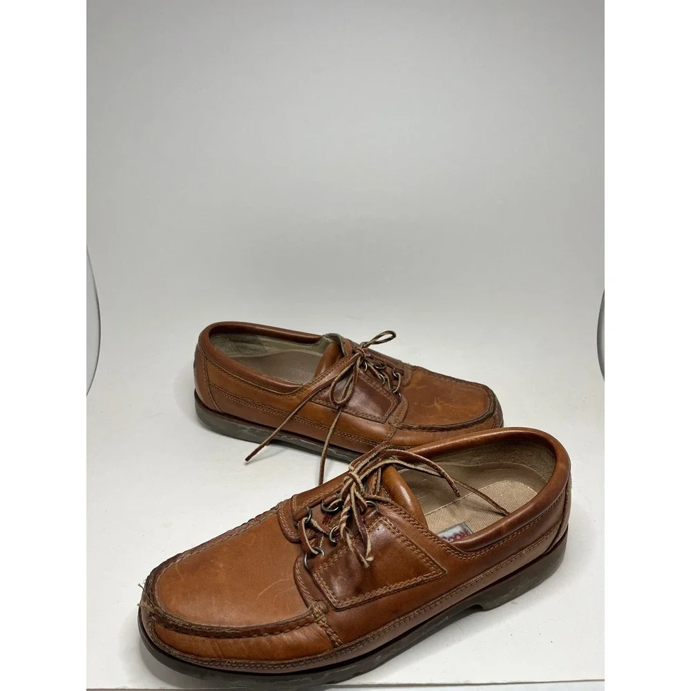 Rockport Mens Boat Shoes 10.5 M Brown Leather RocSports Vibram Nautical Loafers